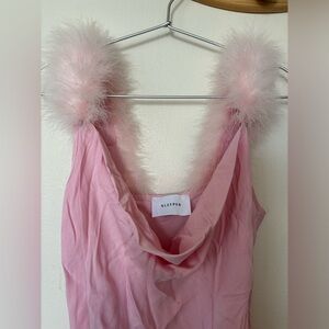 Sleeper feather slip dress 🎂💐🎀👛